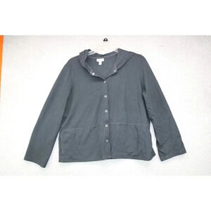 J. Jill Stretch Snap Down Hoodie Top-Size Medium/Petite